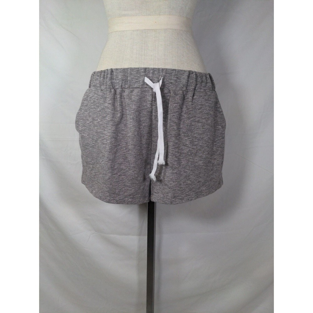 Yidarton Women's Grey Sweat Shorts With Drawing & Elastic, Pockets Size L